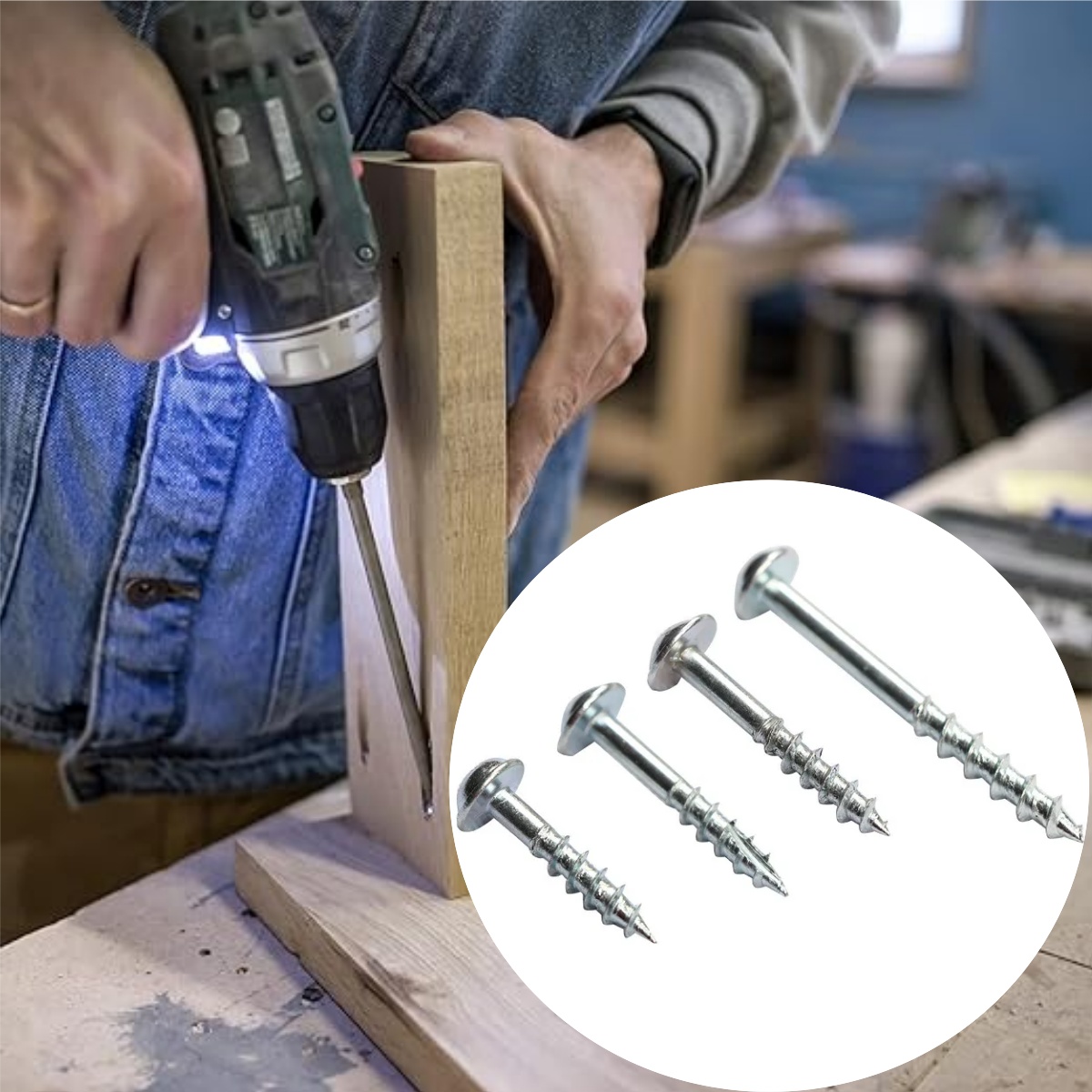 Woodworking Hacks - 100 sztuk wkrętów do otworów kieszeniowych
