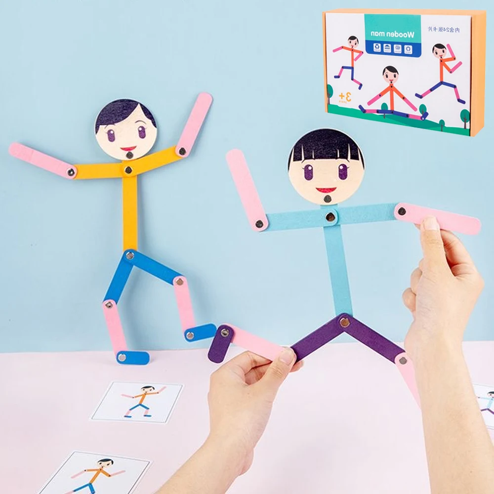 Woodworking For Kids - Sportowy drewniany mężczyzna materiał DIY Puzzle